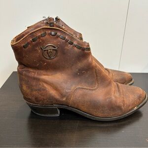 Vintage Capezio Leather Western Ankle Cowboy Boots Brown